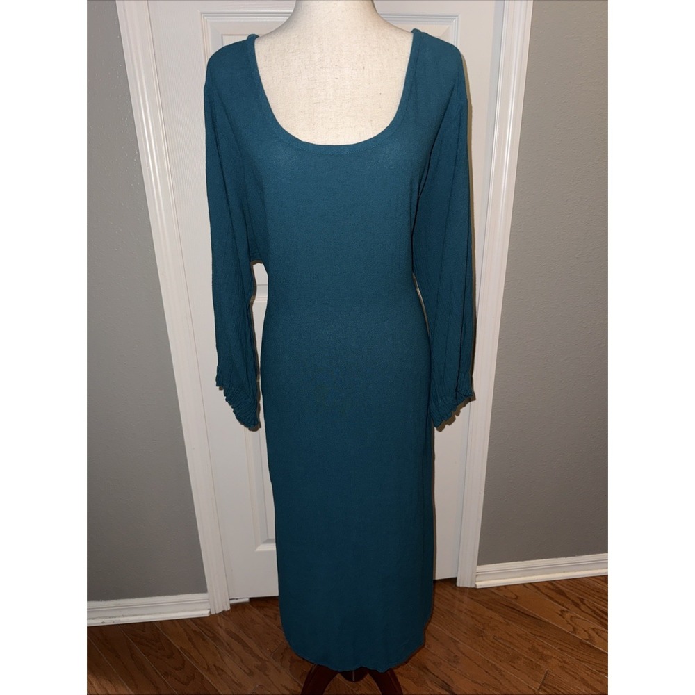 Oh My Gauze Hunter Green Midi Dress‎ Sz 3(XXL) Resort Wear Beachy Lagenlook Boho